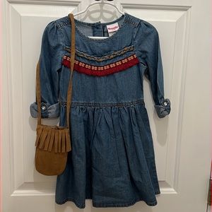 Adorable Jean/Chambray with fringe dress, size 5! NWT